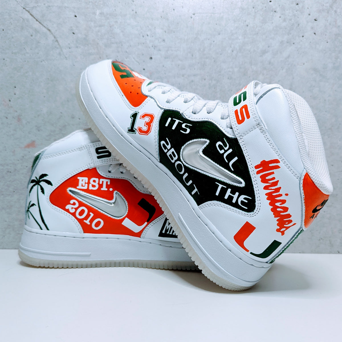 Hand Painted Air Force 1 Mid Sneakers AF1 Fully Custom NCAA Atlanti Tamara.Love