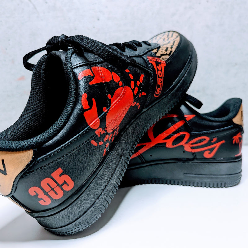 Hand-Painted Air Force 1 Sneakers, AF1, Fully Custom, Black, Corporate Logo