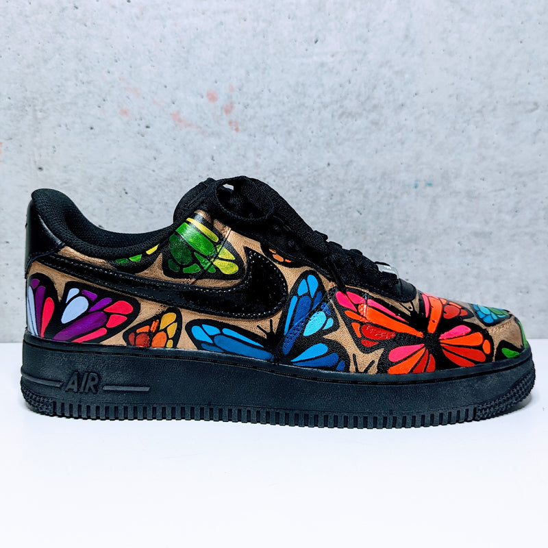 Hand-Painted Air Force 1 Sneakers, AF1, Rainbows of Butterflies