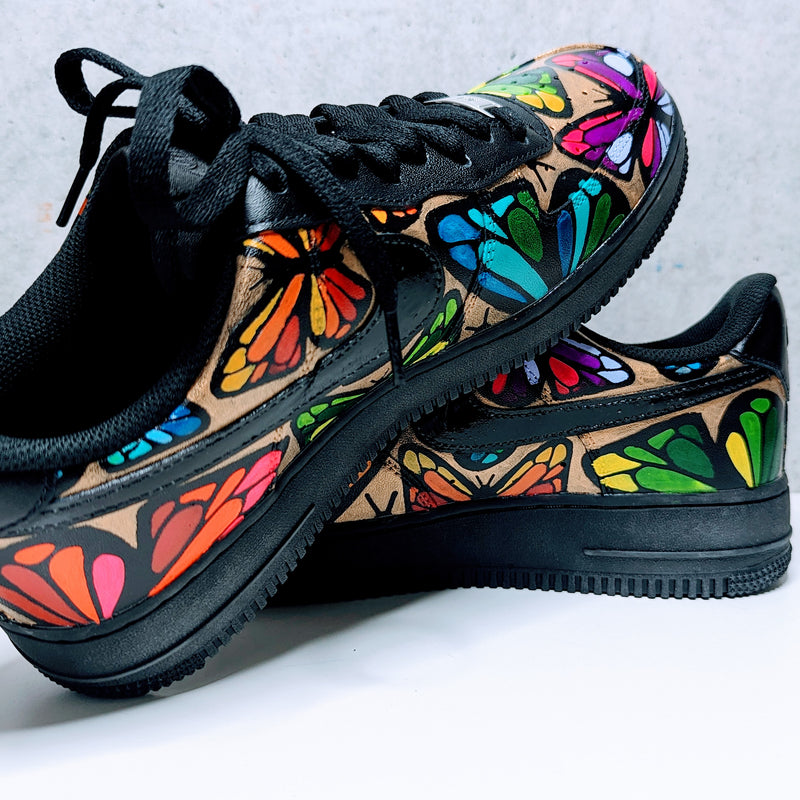 Hand-Painted Air Force 1 Sneakers, AF1, Rainbows of Butterflies