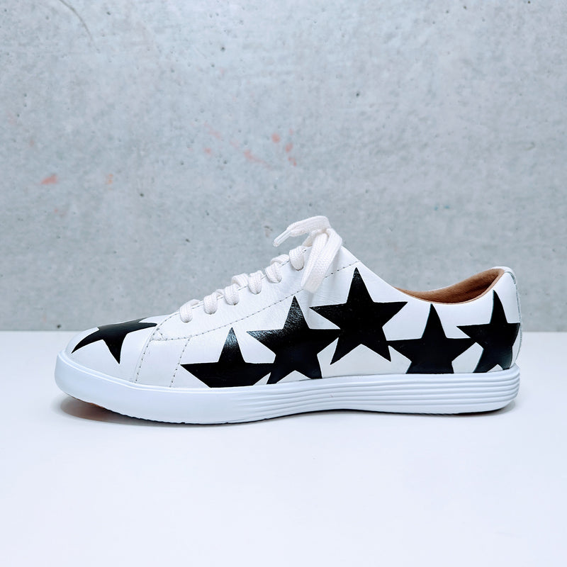 Custom Painted Sneakers Five Black Star Design | Hand-Painted Star Pattern Shoes