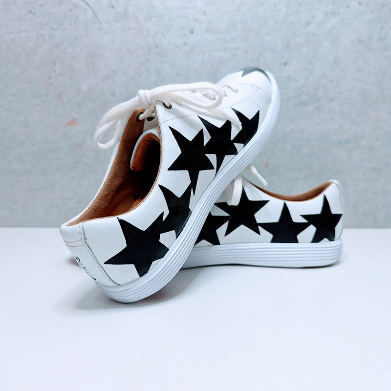 Custom Painted Sneakers Five Black Star Design | Hand-Painted Star Pattern Shoes
