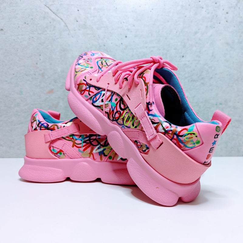 Custom Painted Camper Shoes Love Scribble Design | Hand-Painted Artistic Sneakers