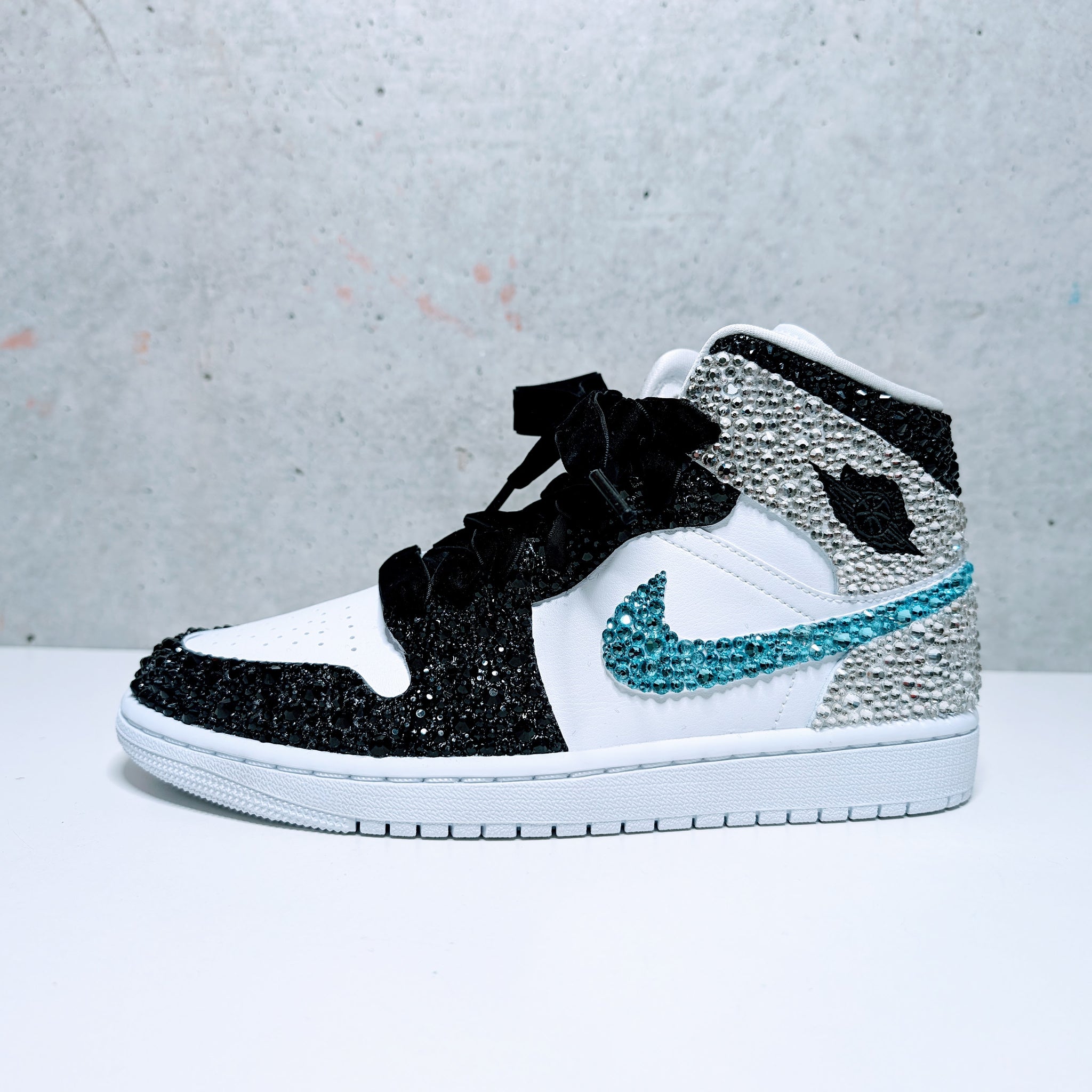 Turquoise, Black and Clear Crystals, Shoes by