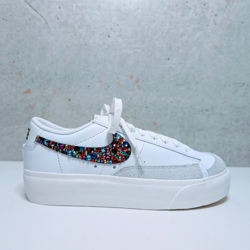 Nike Blazer Low with Hand-Applied Crystals | Multi-Colored Crystal Swoosh Sneakers