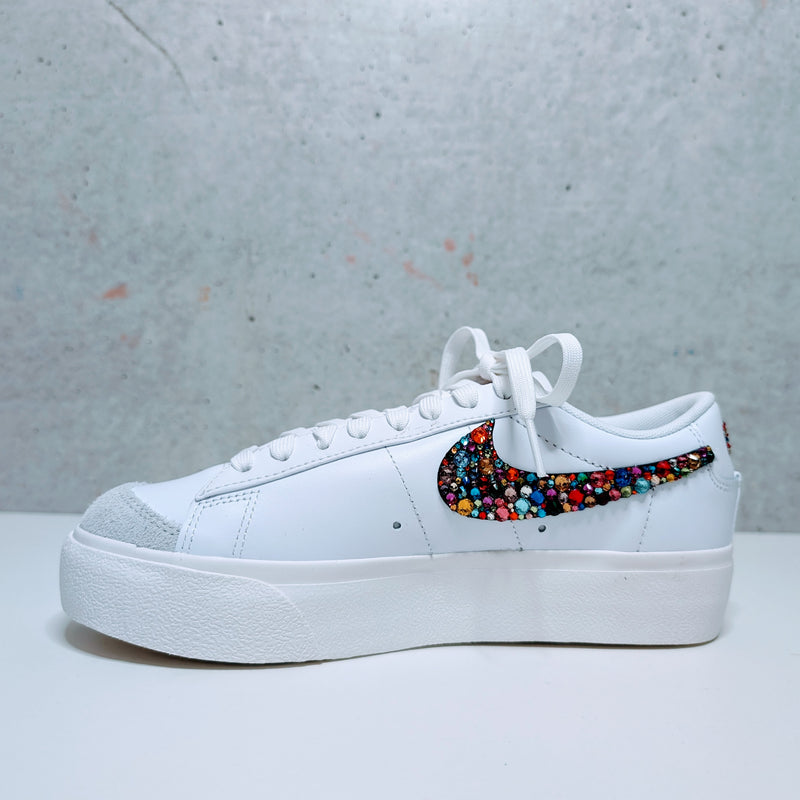 Nike Blazer Low with Hand-Applied Crystals | Multi-Colored Crystal Swoosh Sneakers