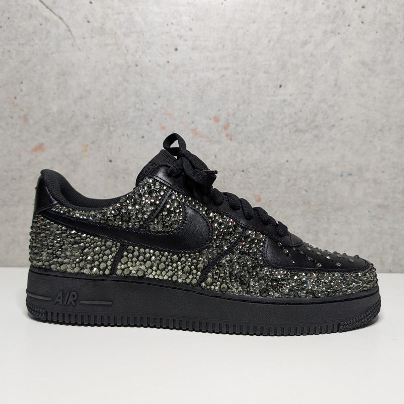 Nike Air Force 1 with Hand-Applied Black Diamond Crystals | Crystal AF1 Sneakers