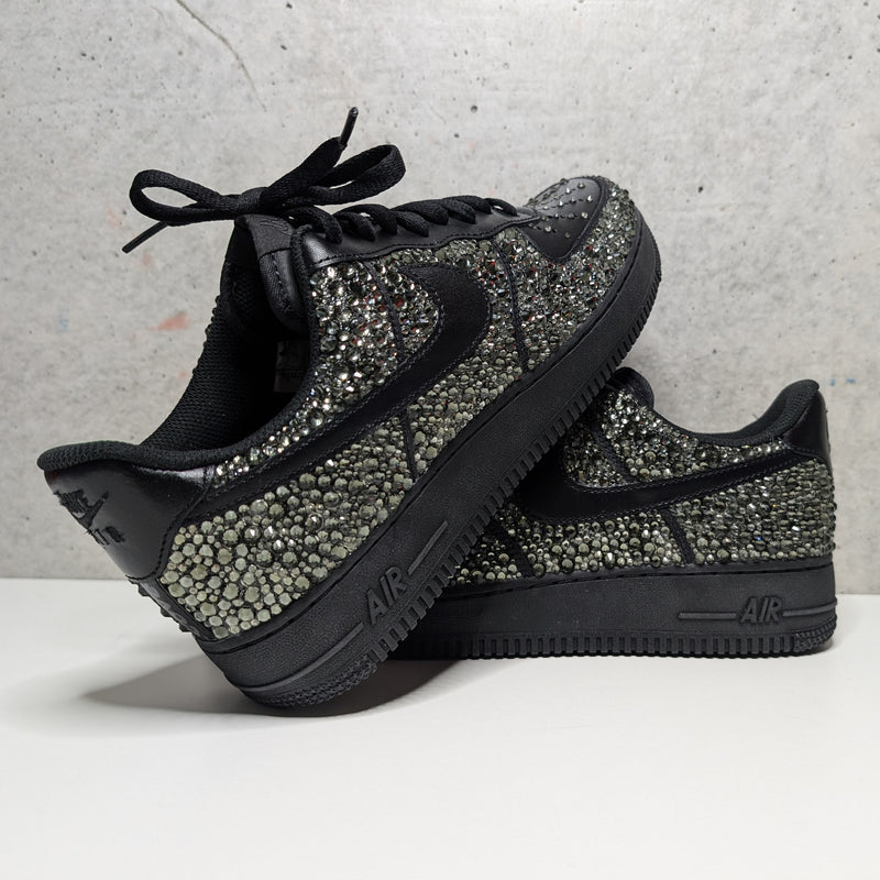 Nike Air Force 1 with Hand-Applied Black Diamond Crystals | Crystal AF1 Sneakers