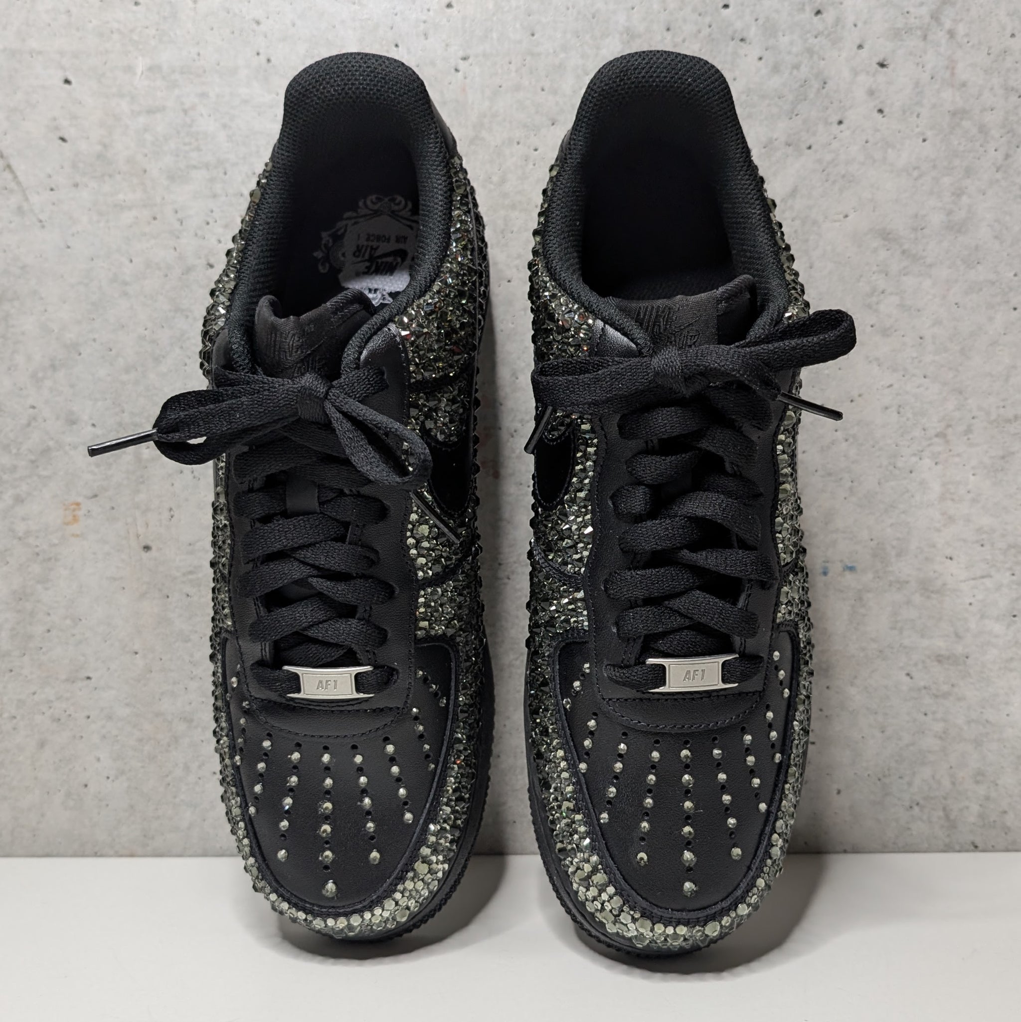 Hand Applied Black Diamond Crystals Air Force Sneaker, AF1