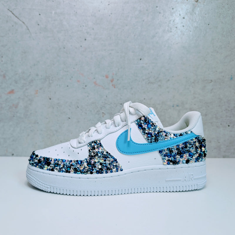Custom Painted Air Force 1 with Hand-Applied Crystals | Mono-Tone Crystal AF1 Sneakers