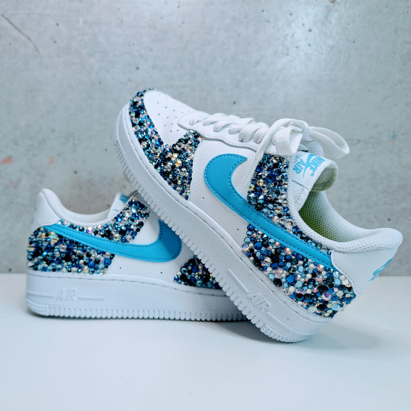 Custom Painted Air Force 1 with Hand-Applied Crystals | Mono-Tone Crystal AF1 Sneakers