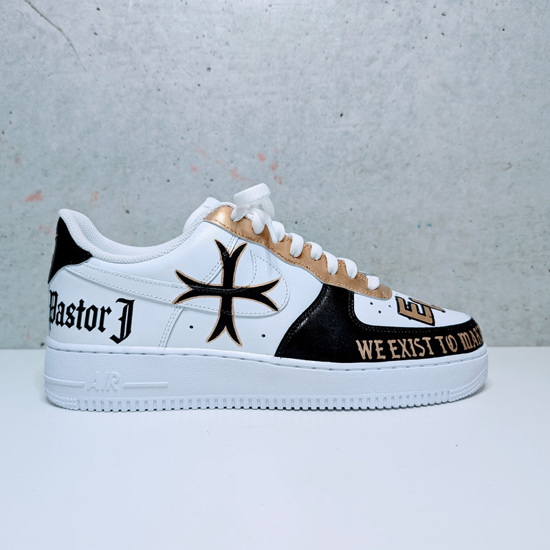 Custom Painted Air Force 1 Pastor & Faith Sneakers | Hand-Painted Religious Shoes