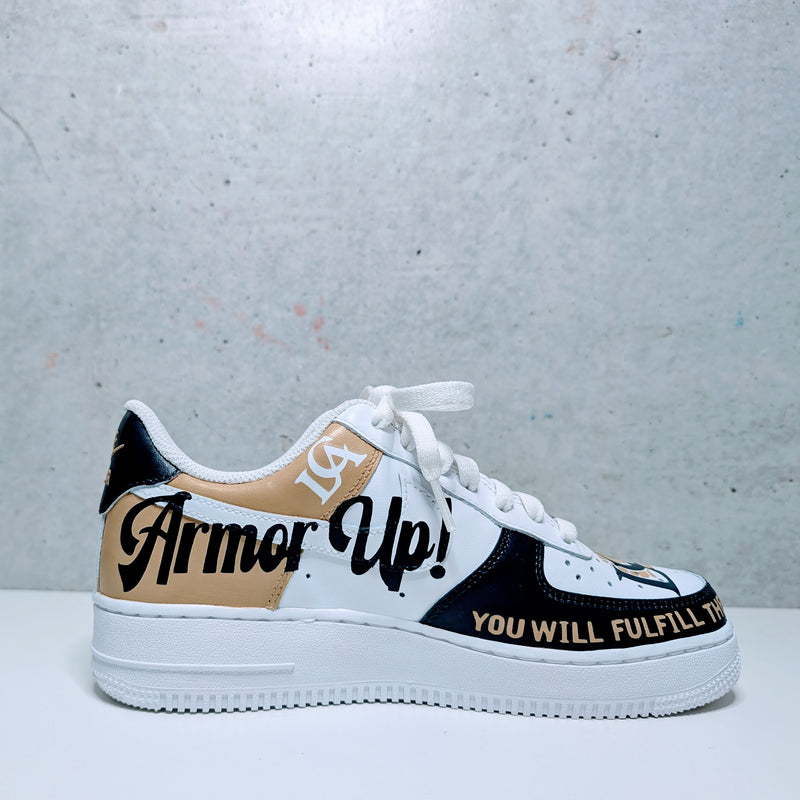 Custom Painted Air Force 1 Religious School Coach Sneakers | Hand-Painted Faith & Team Shoes