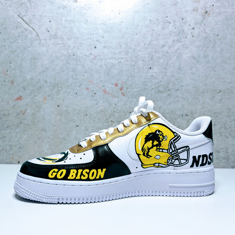 Custom Painted Air Force 1 NDSU Bison Sneakers | Hand-Painted Gold Edition