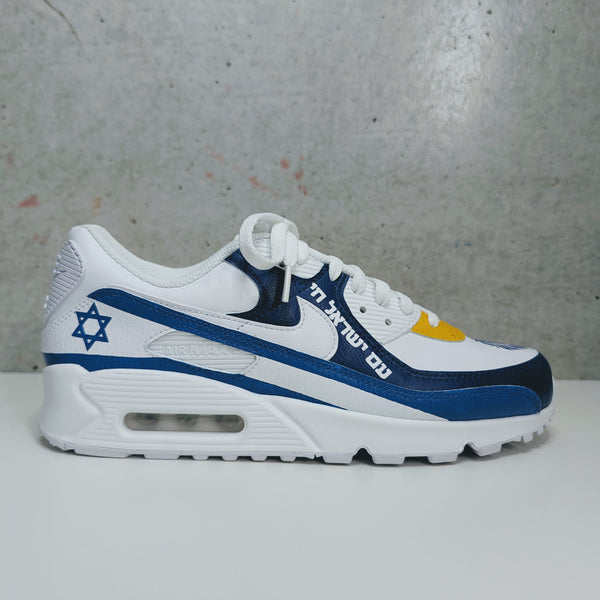 Custom Painted Air Max Israel Heritage Sneakers | Hand-Painted Bar Mitzvah Shoes