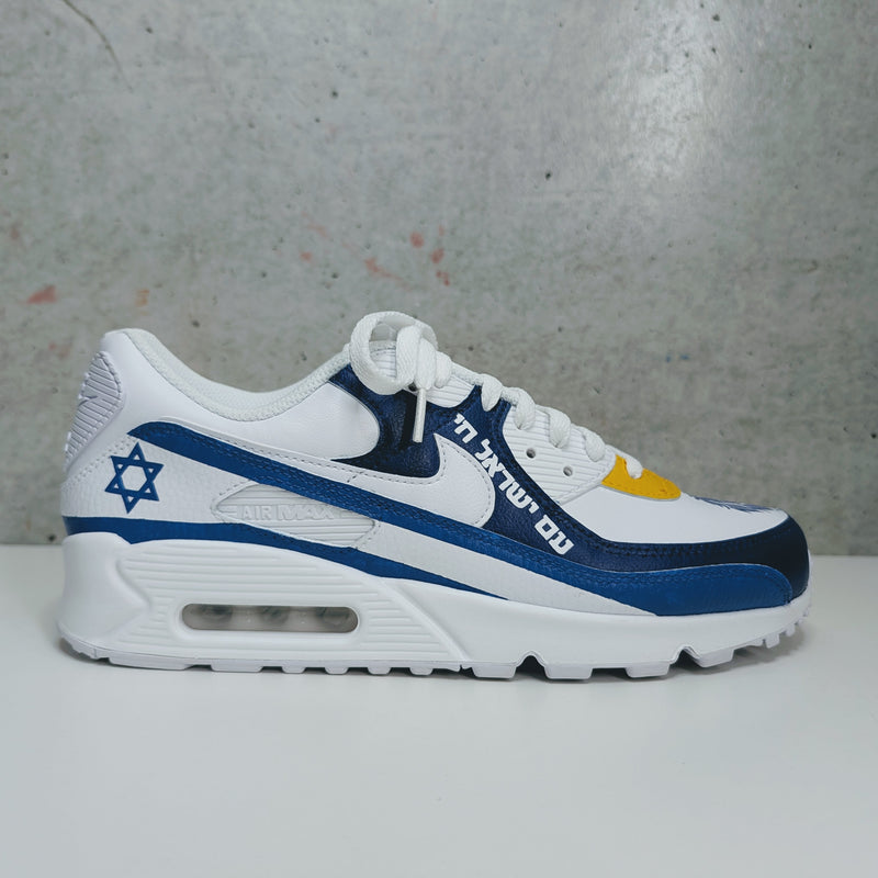 Custom Painted Air Max Israel Heritage Sneakers | Hand-Painted Bar Mitzvah Shoes