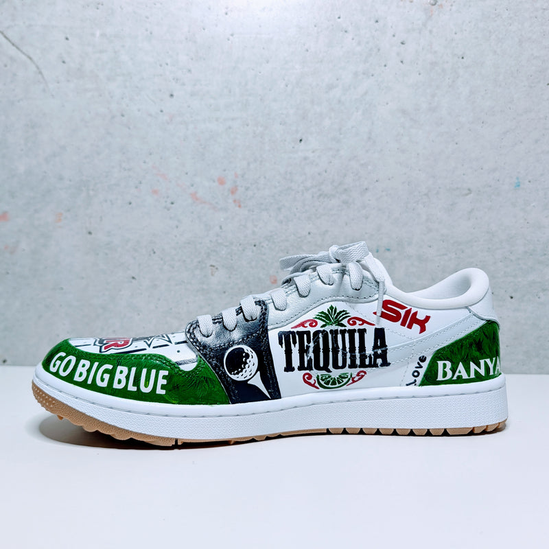 Custom Painted Air Jordan 1 Low Golf New York Sneakers | Hand-Painted NY Mashup Shoes