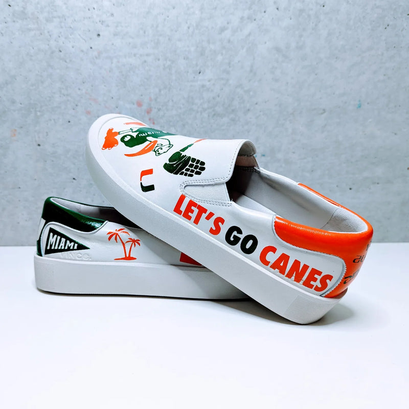 Custom Painted Camper Shoes University of Miami | Hand-Painted Hurricanes Sneakers