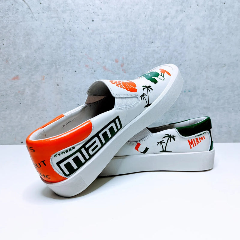 Custom Painted Camper Shoes University of Miami | Hand-Painted Hurricanes Sneakers