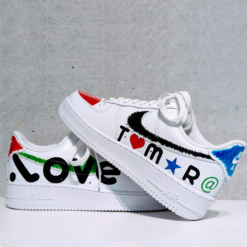 Custom Painted Air Force 1 Bubble Love Original Colors | Hand-Painted AF1 Sneakers