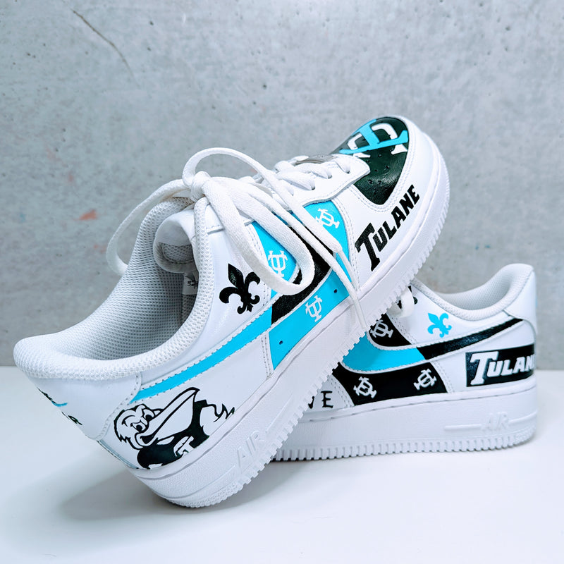 Custom Painted Air Force 1 AAC NCAA Sneakers | Hand-Painted AF1 College Shoes